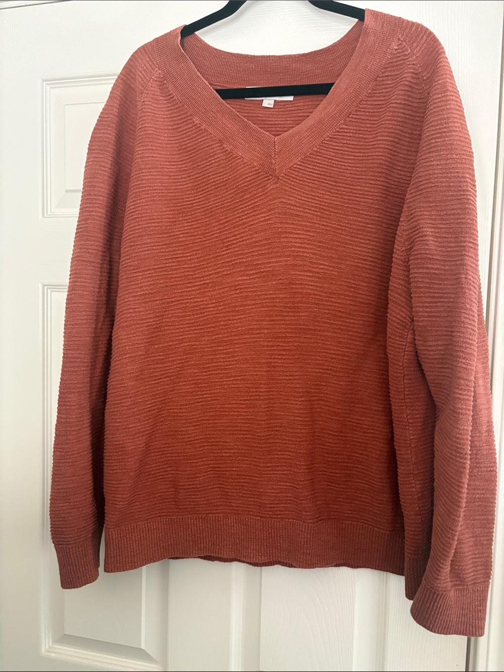LOFT V-Neck Sweater in Burnt Orange